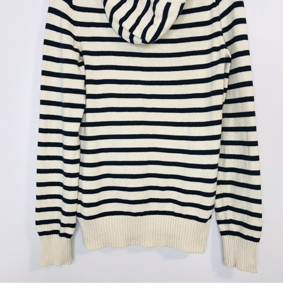 H&M LOGG Henley Nautical Stripes Sailor Cotton Knit Hoodie Pullover Sweater - Picture 6 of 10
